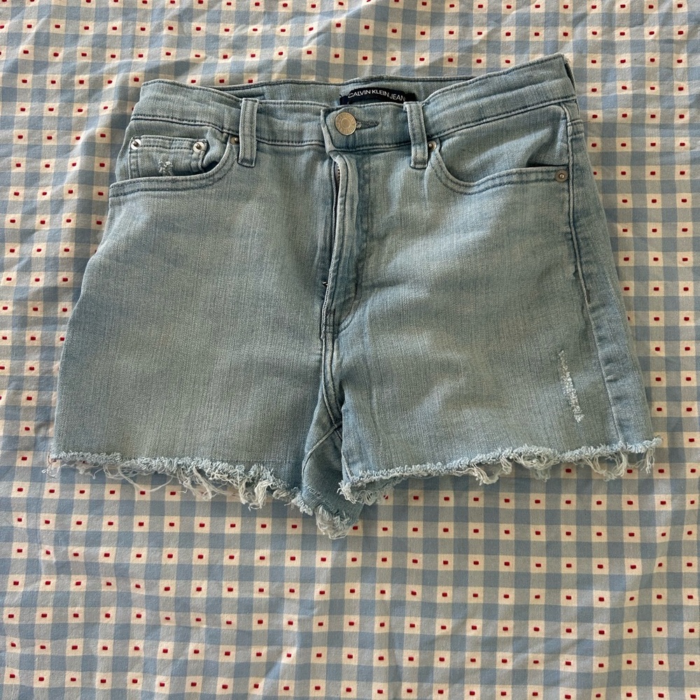 Calvin Klein Jeans Blue Distressed Jean Shorts